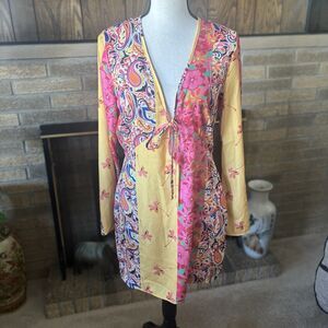 Never Fully Dressed Dominque Dress/Coverup Sz 8 Paisley Floral Patchwork